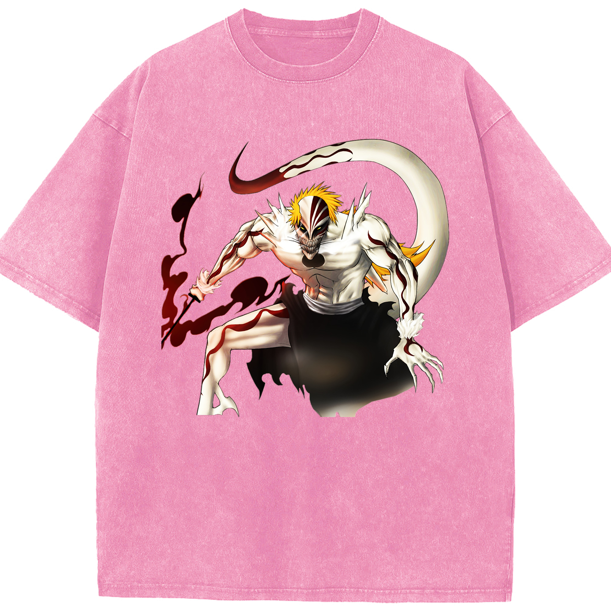 （画像用） ブリーチ 黒崎一護（くろさき いちご）BLEACH Kurosaki Ichigo 綿100% ヴィンテージ風 半袖Tシャツ（フロントプリント）